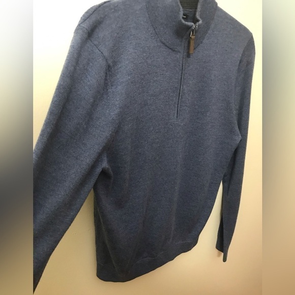 NORDSTROM Mens Blue Merino Wool Quarter Zip Knit Sweater Size Small - Picture 7 of 11